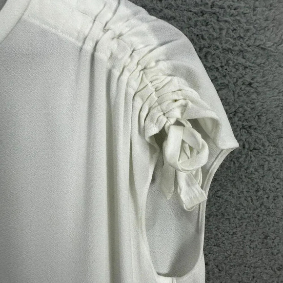 Banana Republic top womens medium ivory ruched drawstring shoulder neutral - Picture 3 of 8